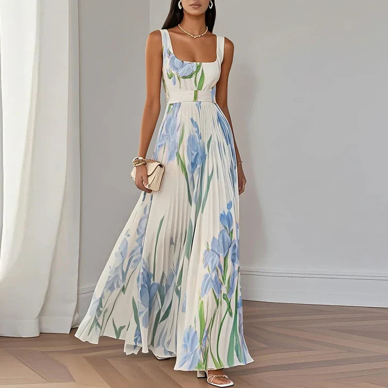 Lidia | Vestido Maxi Floral Elegante em Linha A