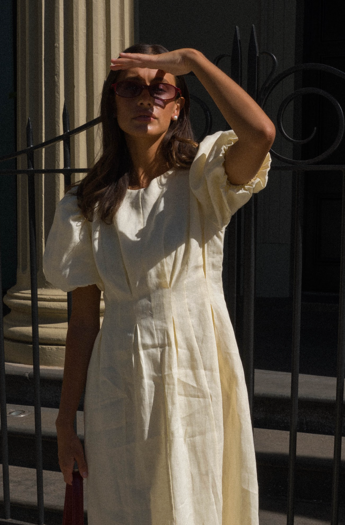 Catarina | Vestido Maxi de Lino con Mangas Abullonadas