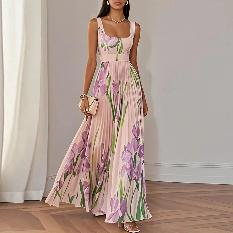 Lidia | Vestido Maxi Floral Elegante em Linha A