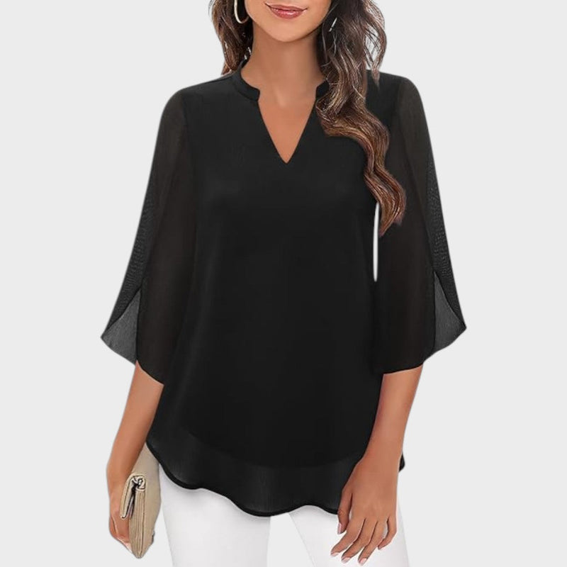 Marina | Blusa Manga 3/4 Fluida com Decote V