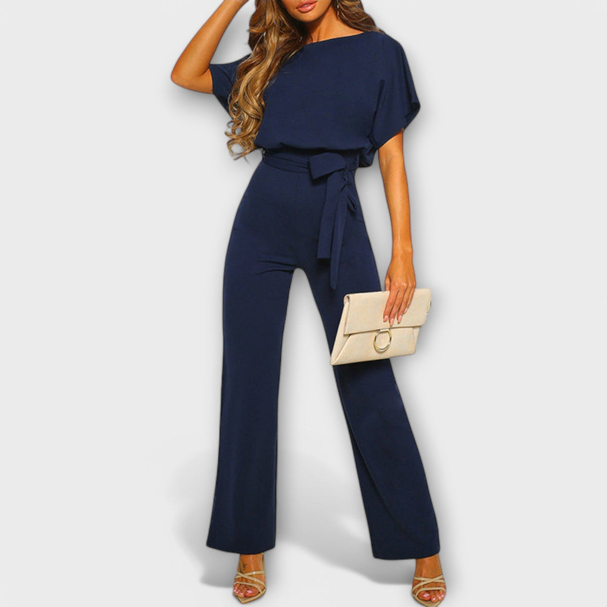 Eva | Macacão Azul-Marinho Justo, Simples e Chic para Ocasiões Especiais