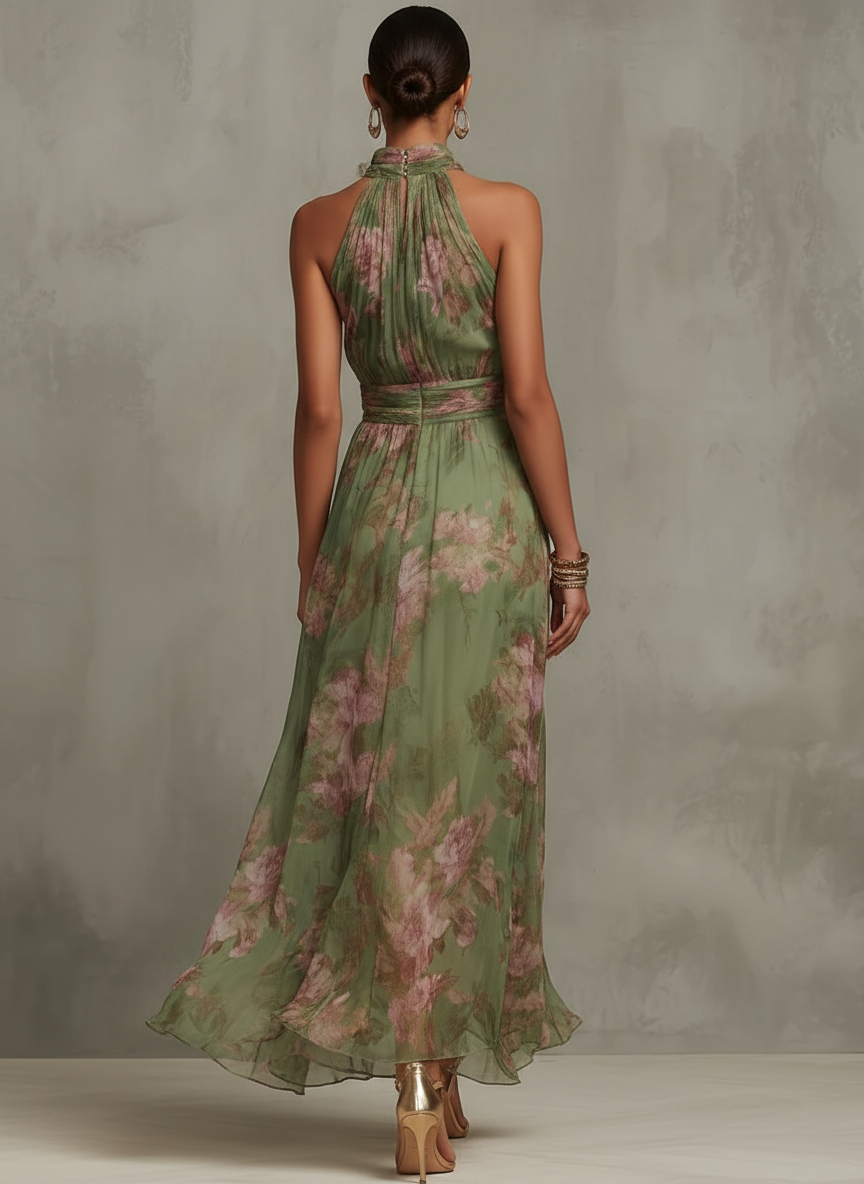 Serena | Vestido Longo Floral Fluido e Elegante que Favorece a Silhueta