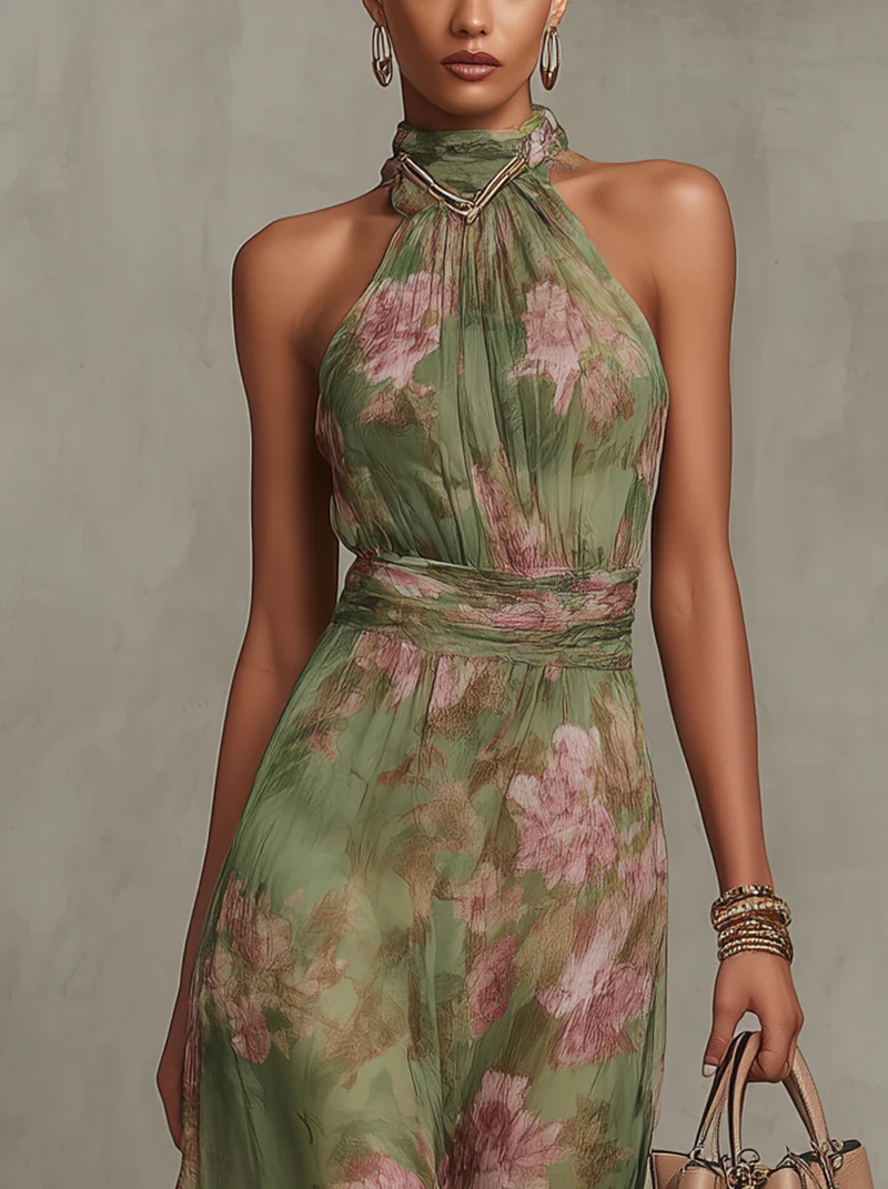 Serena | Vestido Longo Floral Fluido e Elegante que Favorece a Silhueta