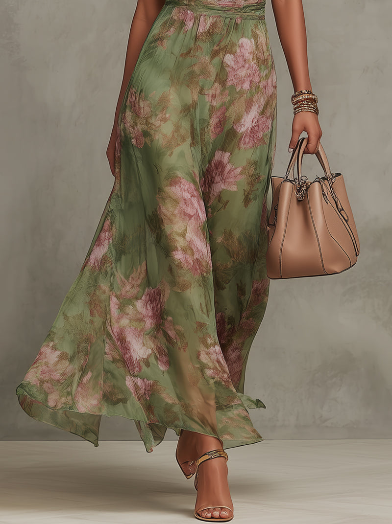Serena | Vestido Longo Floral Fluido e Elegante que Favorece a Silhueta