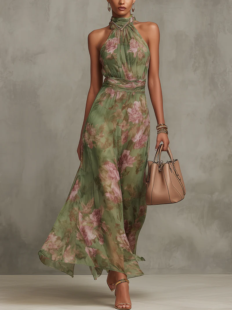 Serena | Vestido Longo Floral Fluido e Elegante que Favorece a Silhueta