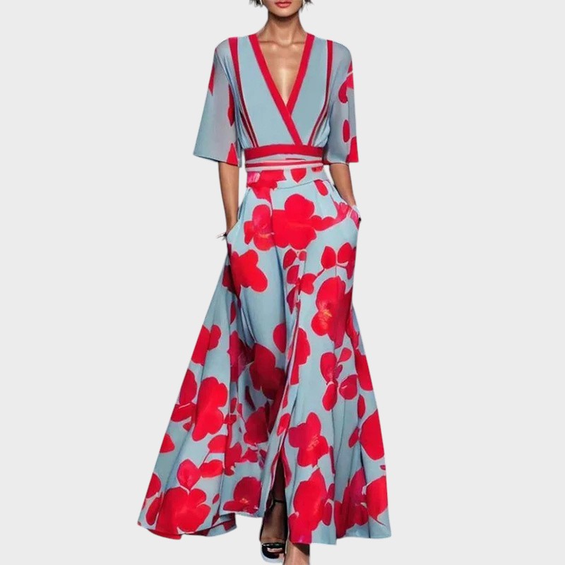 Emily | Vestido Floral Transpassado com Decote em V