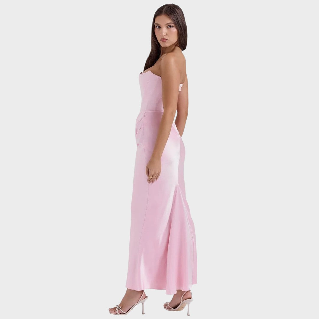 Flora | Vestido de Cetim com Top Incorporado