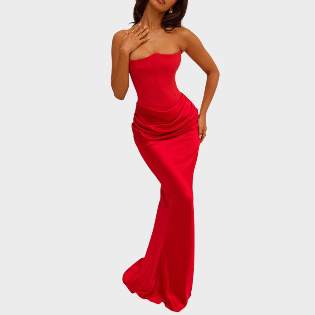 Flora | Vestido de Cetim com Top Incorporado