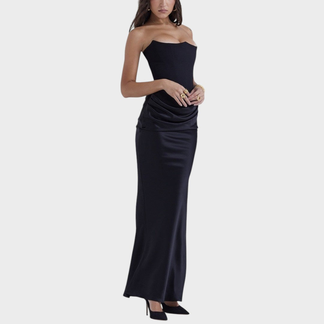 Flora | Vestido de Cetim com Top Incorporado