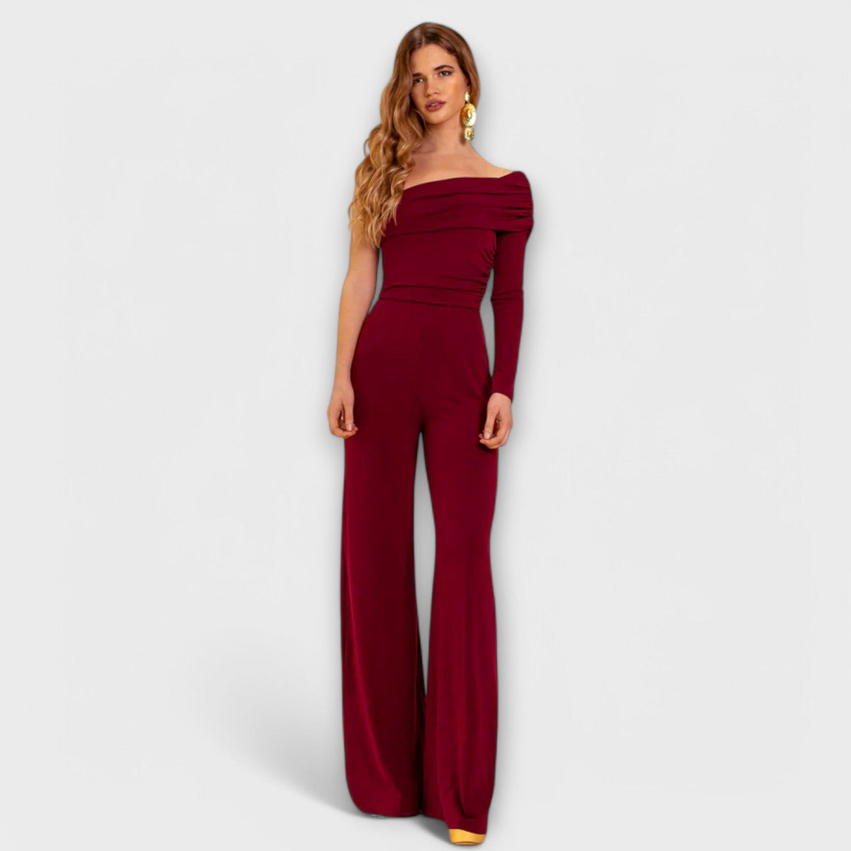 Fiona | Macacão Elegante de Um Ombro Só na Cor Bordô