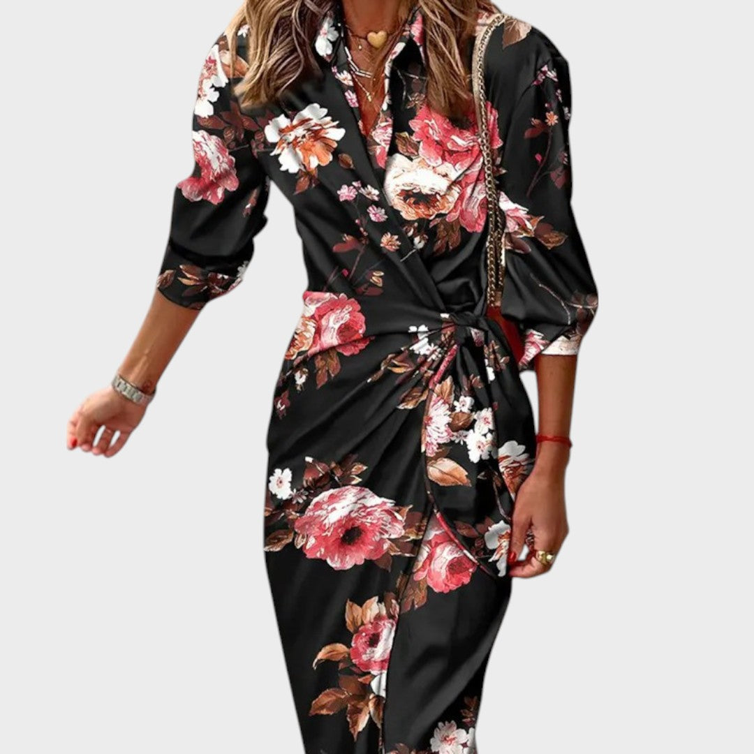 Tina | Vestido Longo Camisa com Botões Frontais