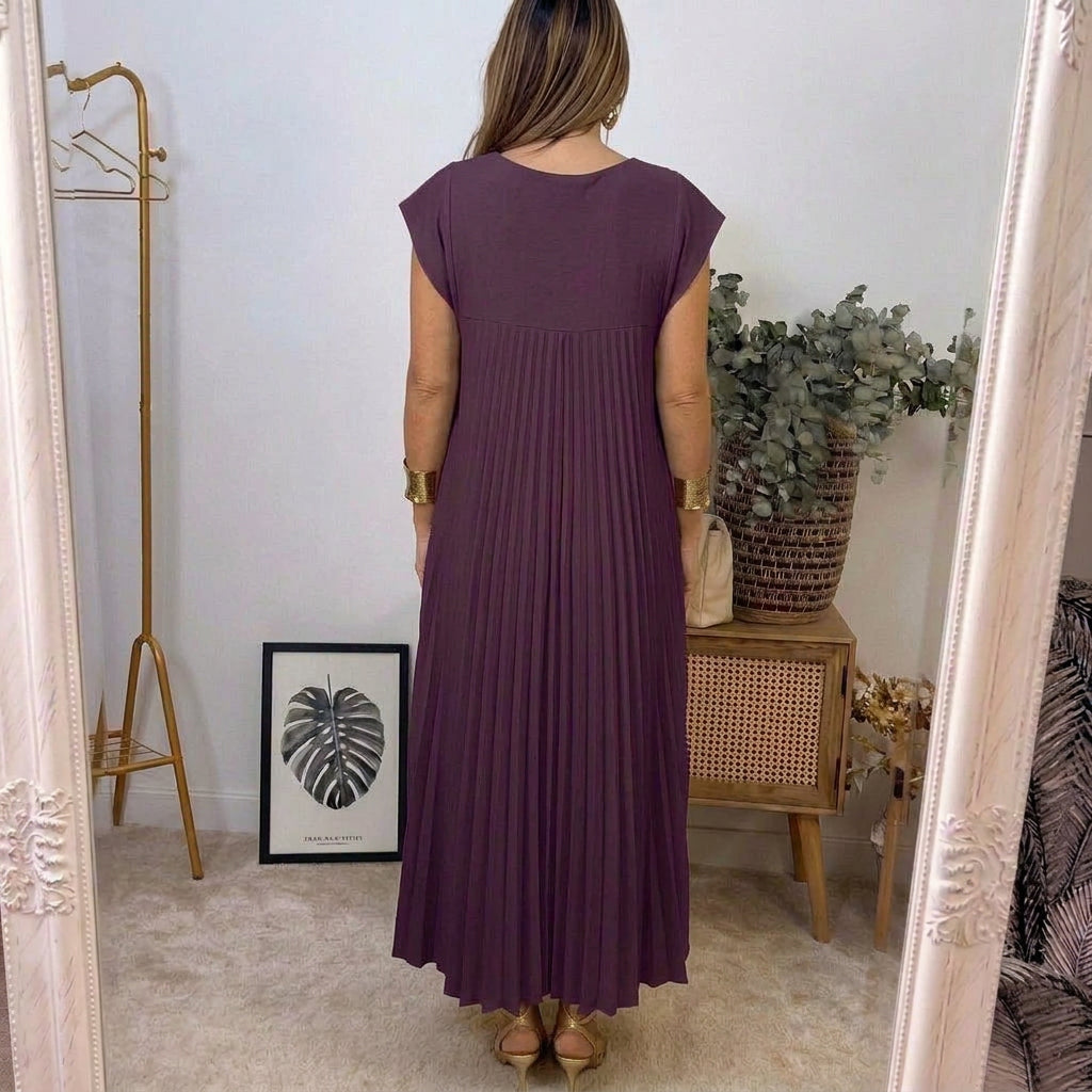 Ana | Vestido Longo Plissado Leve e Confortável com Bolsos