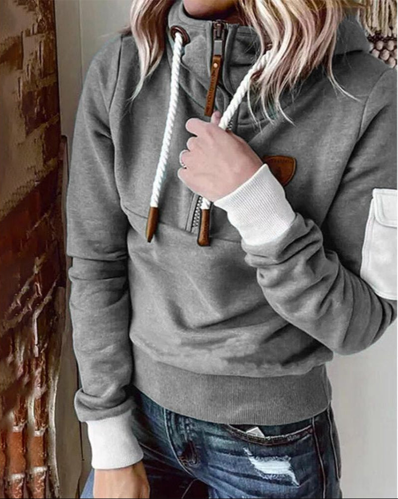 Helsa - Moletom Casual com Meio Zíper e Bolso na Manga
