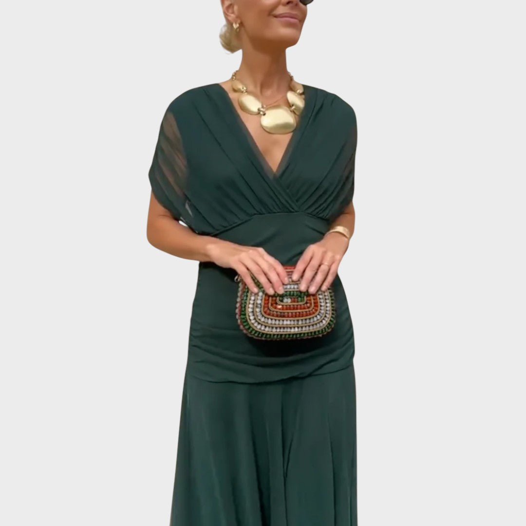 Lora | Vestido Longo com Decote em V e Estampa Floral