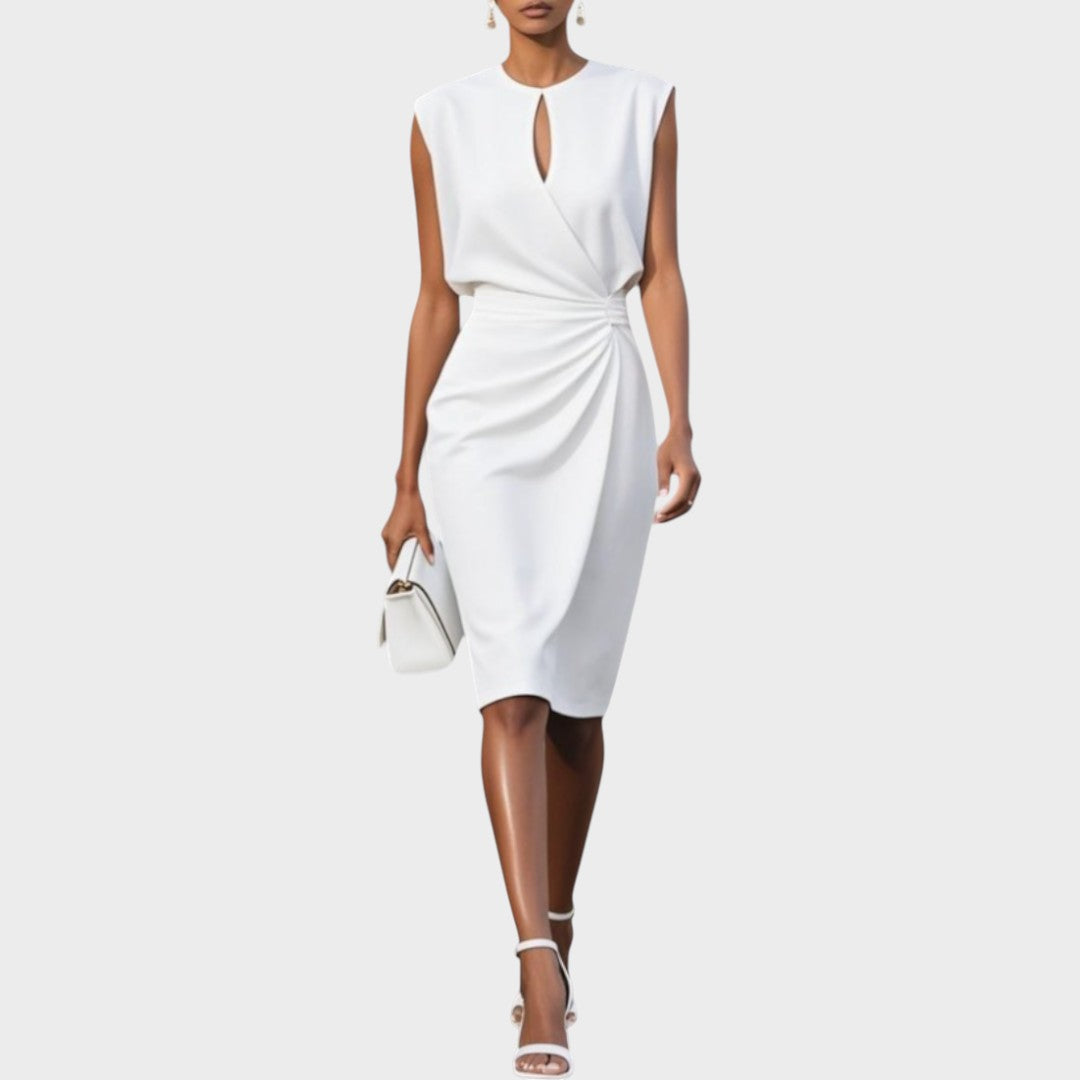 Moana | Vestido Midi de Manga Longa com Gola Redonda