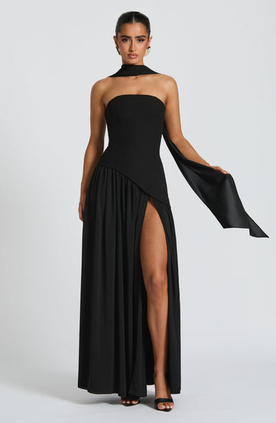 Julia | Vestido Longo Feminino com Fenda e Corpete Tomara que Caia