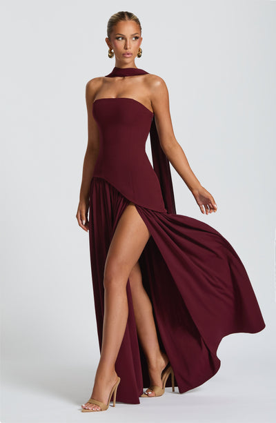 Julia | Vestido Longo Feminino com Fenda e Corpete Tomara que Caia