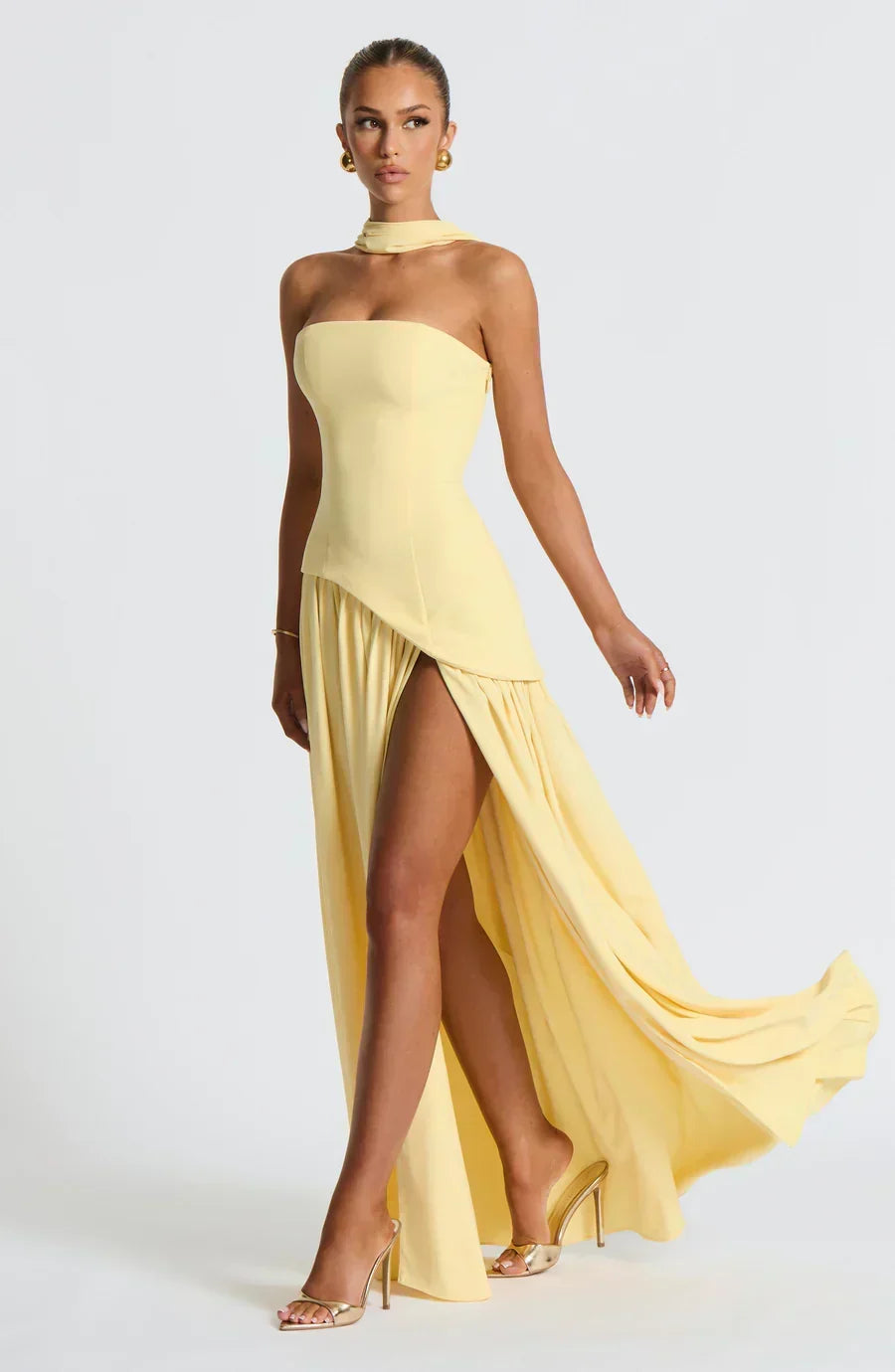Julia | Vestido Longo Feminino com Fenda e Corpete Tomara que Caia