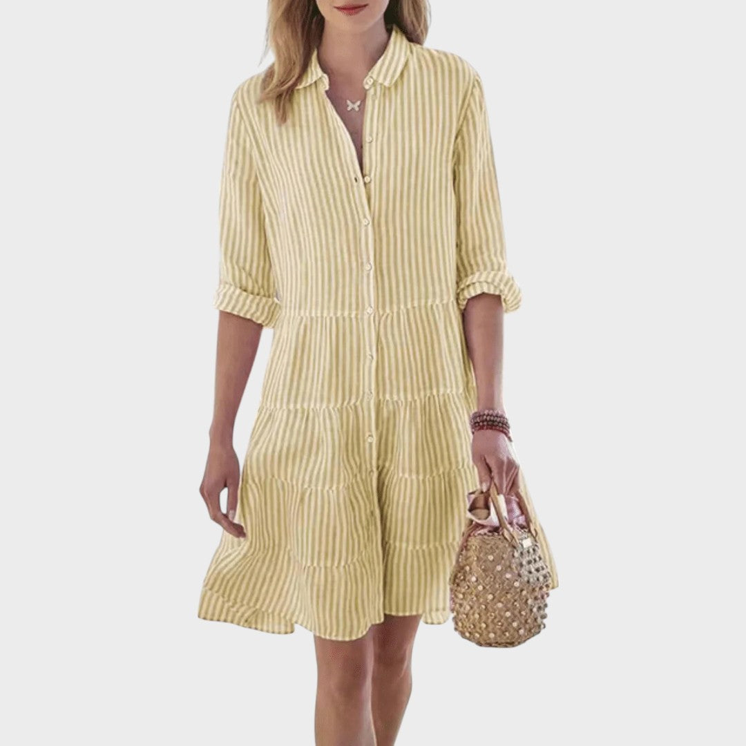 Lolita | Vestido Listrado Leve com Botões na Frente