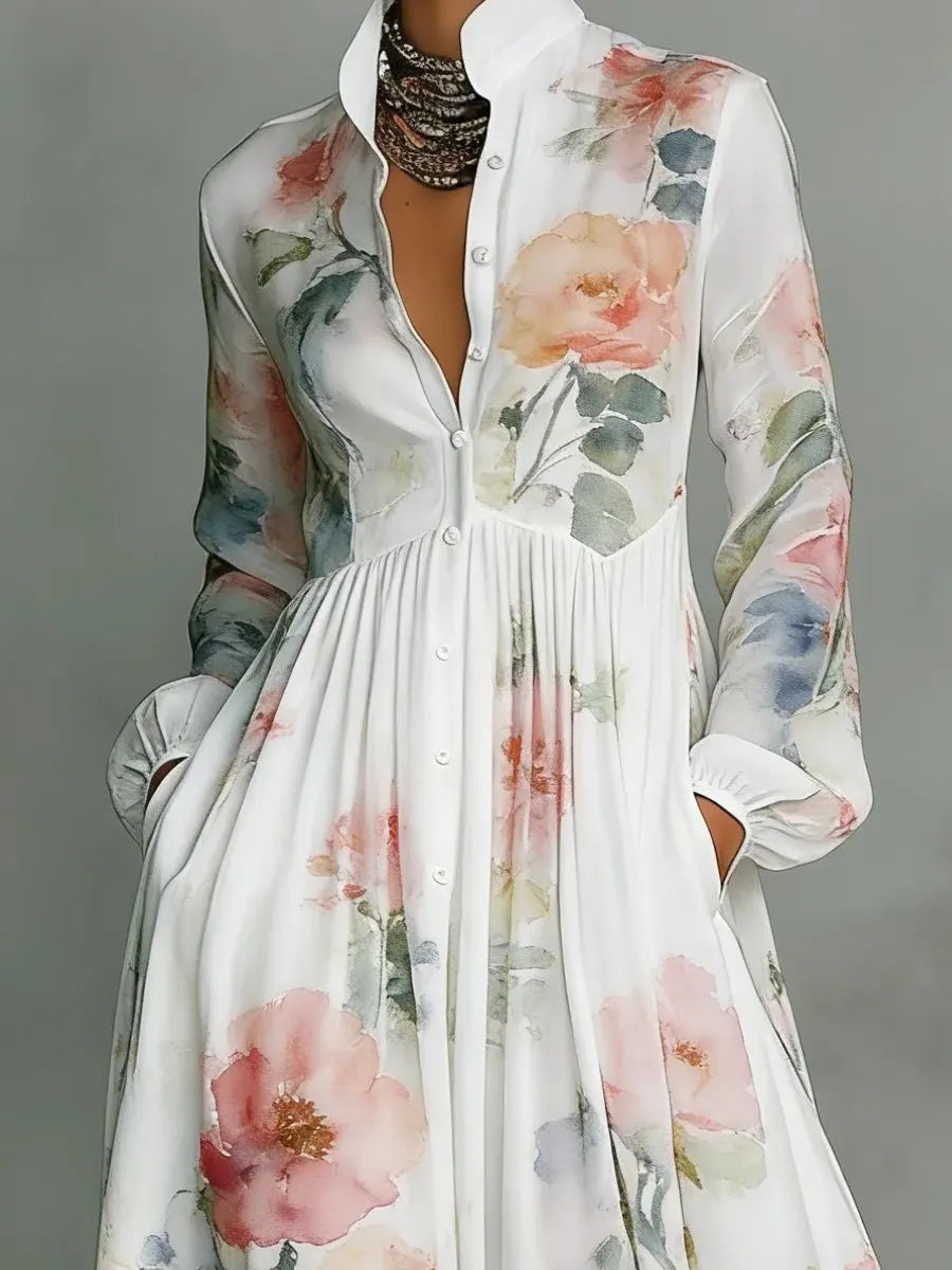 Inês | Vestido Largo Estampado en Línea A