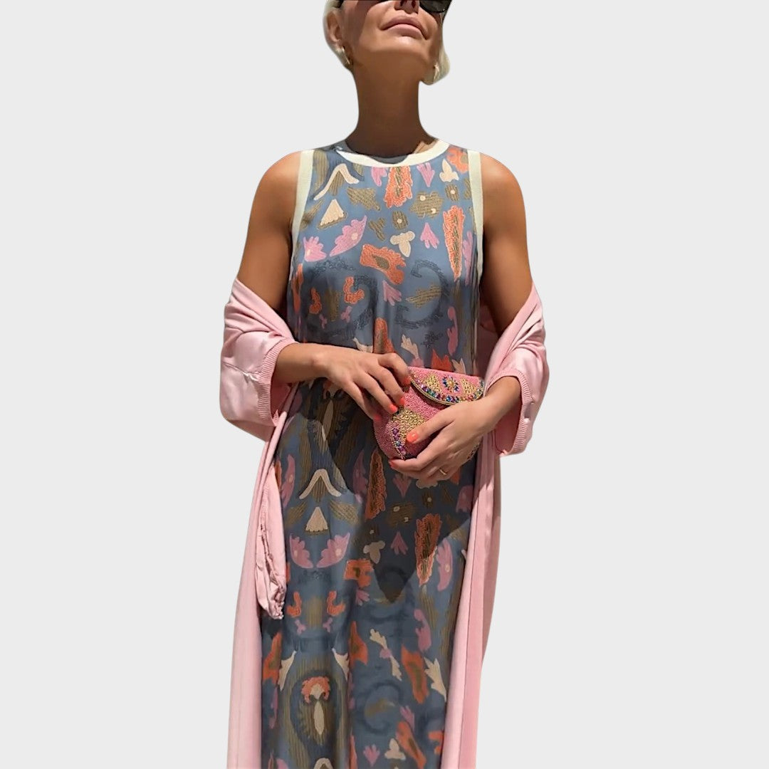 Bella | Conjunto de Duas Peças com Vestido e Quimono Estampado para o Verão