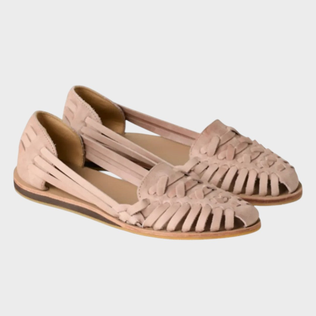 Grace | Sandália Rasteira Estilo Huarache de Couro Trançado Artesanal
